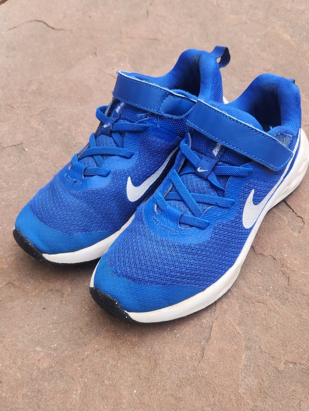 Nike Revolution Youth Royal Blue Mesh Sneakers with White Swoosh